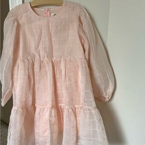 Pink Checkered Long Sleeve Dress